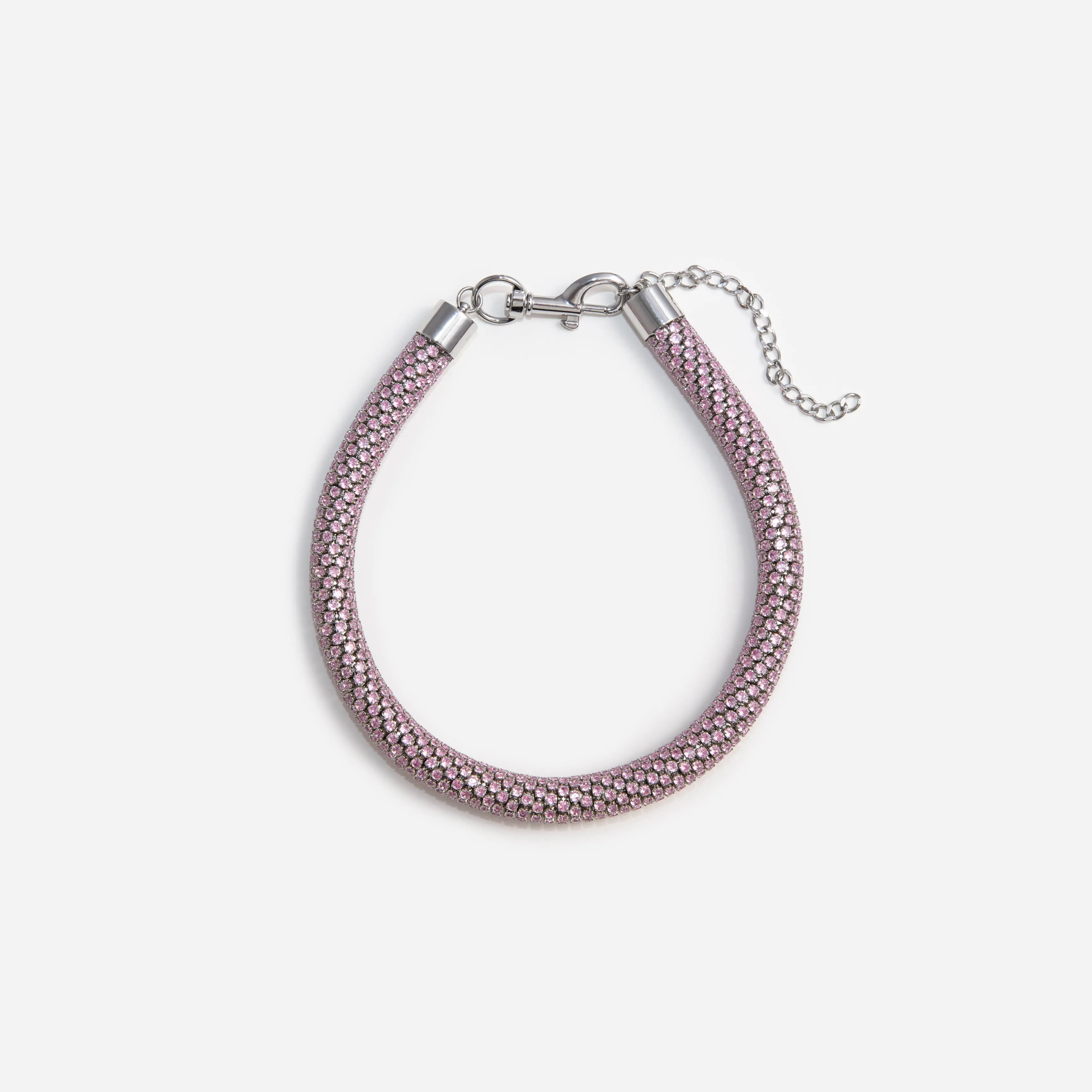 Pink Crystal Tube Necklace Self Portrait