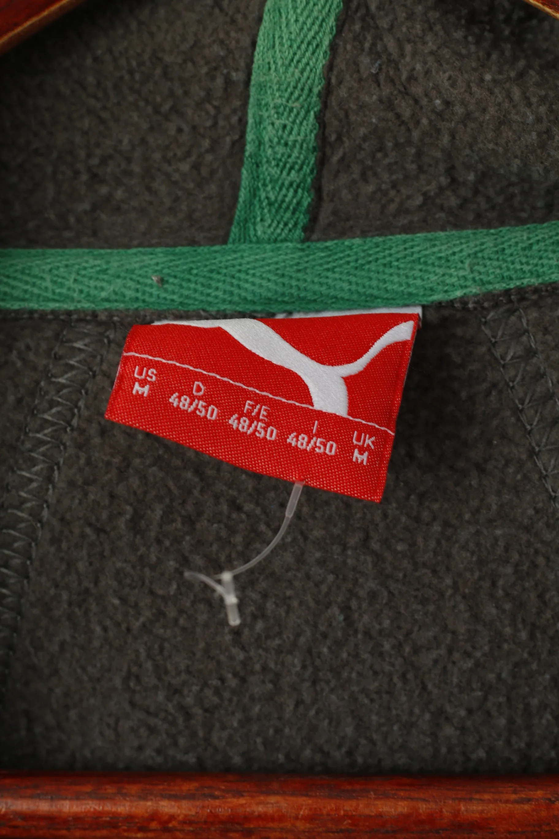 Puma Men M Sweatshirt Grey Cotton Hodded Kangaroo Pocket Vintage Hoodie