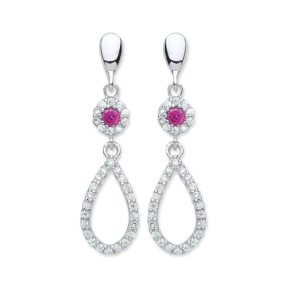 Purity Sterling Silver Cubic Zirconia Drop Earrings P3810ED-2