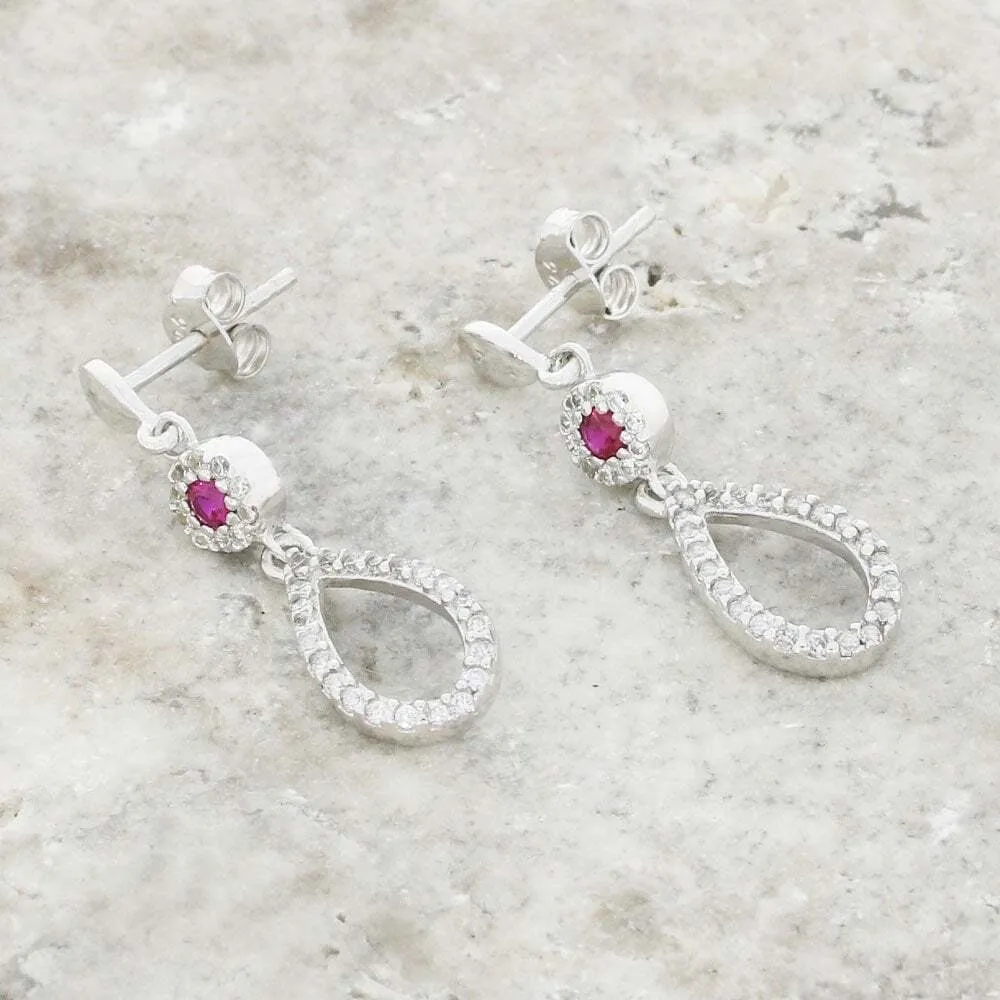 Purity Sterling Silver Cubic Zirconia Drop Earrings P3810ED-2