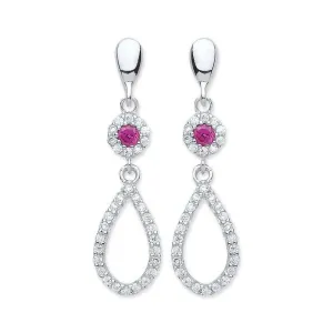 Purity Sterling Silver Cubic Zirconia Drop Earrings P3810ED-2