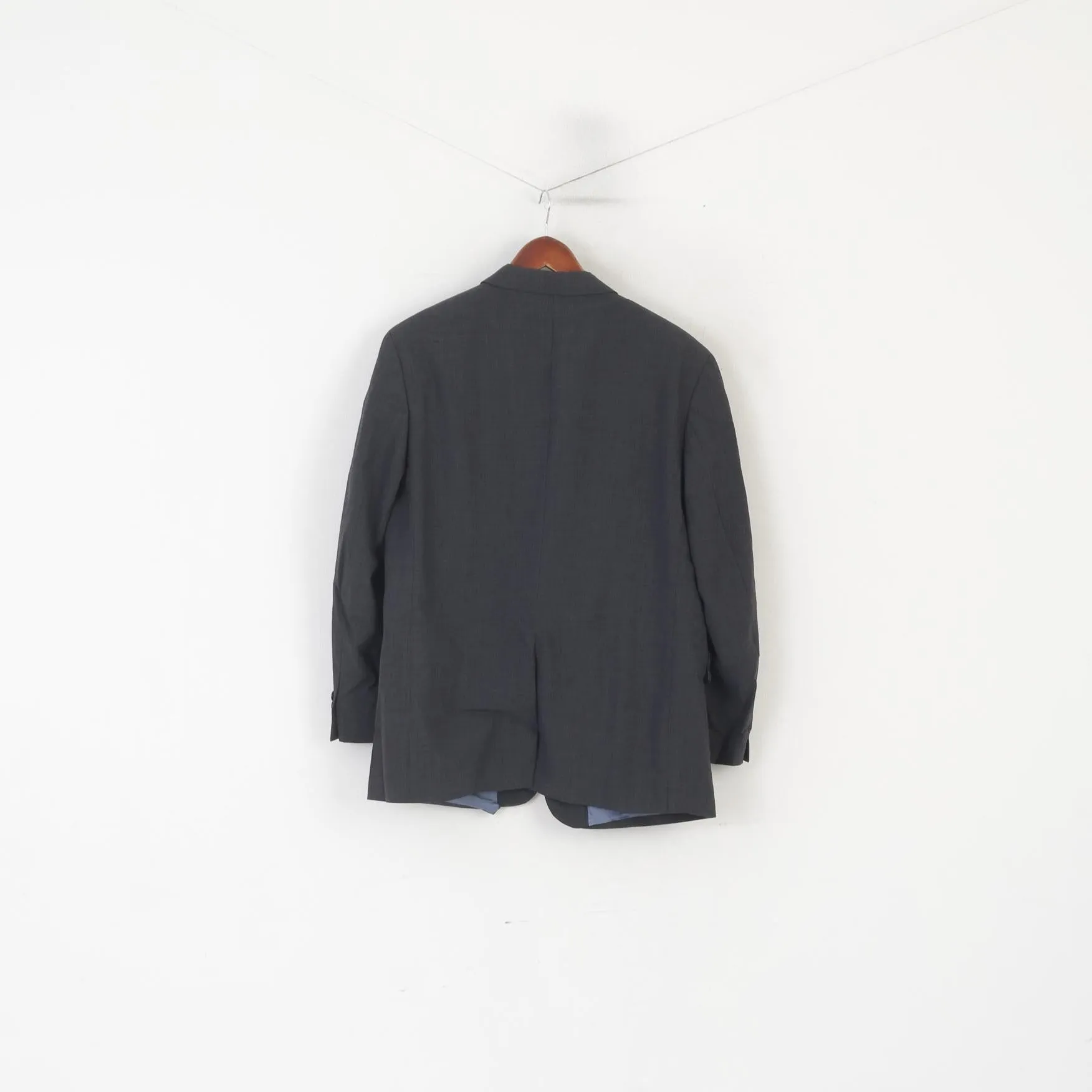 Racing Green Men 25 40 Blazer Grey Wool Single Breasted Shoulder Pads Jacket
