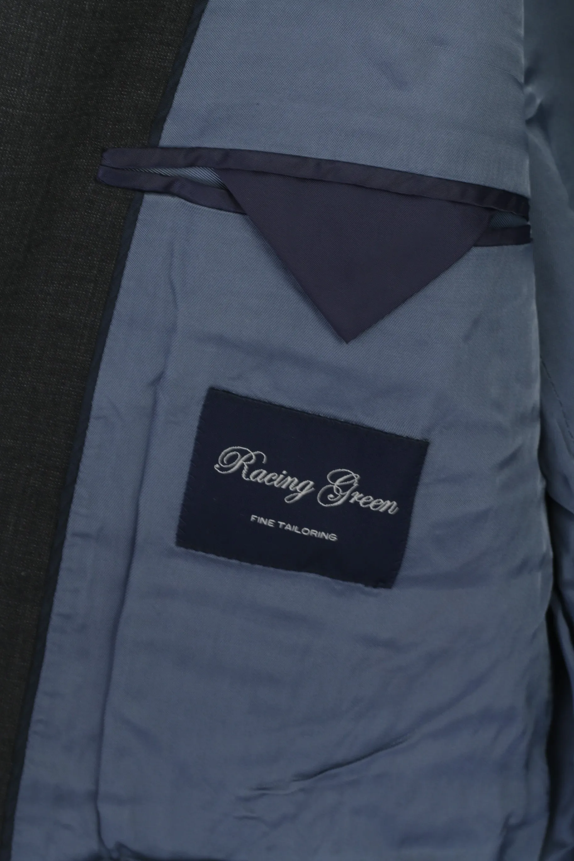 Racing Green Men 25 40 Blazer Grey Wool Single Breasted Shoulder Pads Jacket