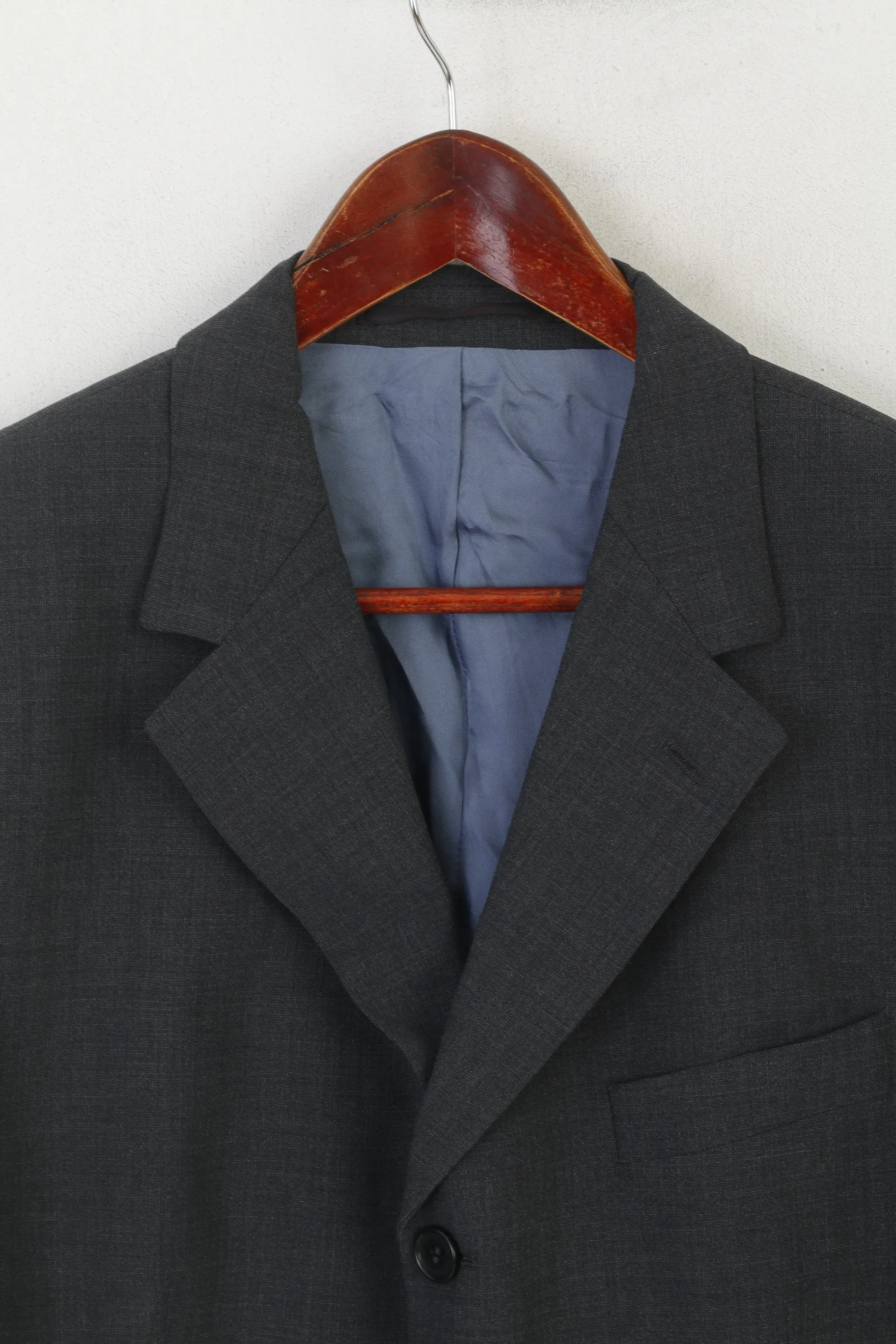 Racing Green Men 25 40 Blazer Grey Wool Single Breasted Shoulder Pads Jacket