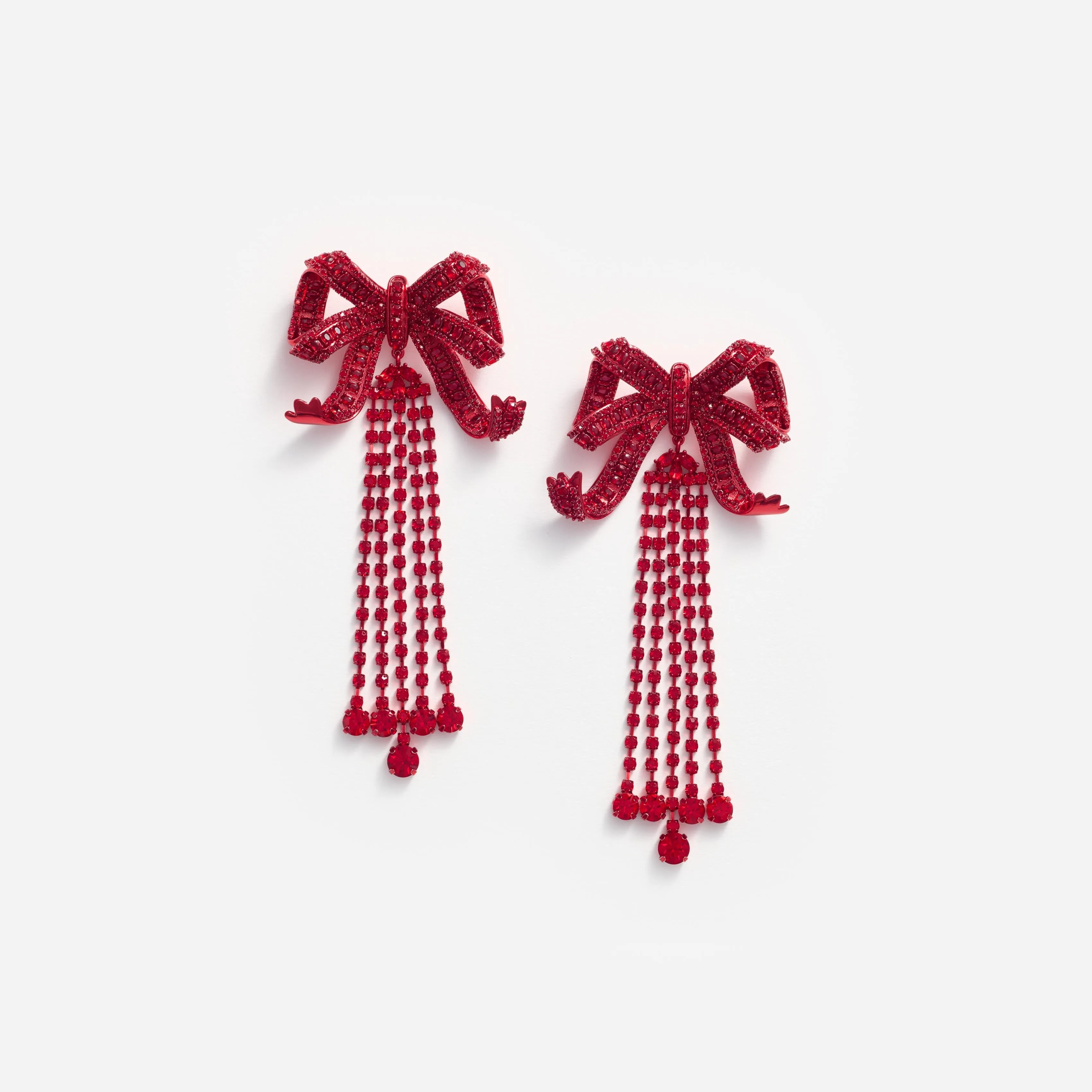 Red Bow Diamante Earrings Self Portrait
