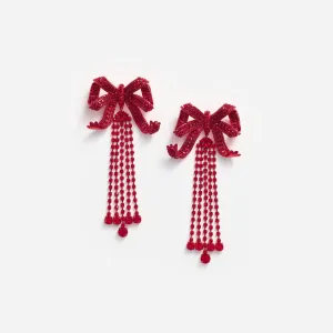Red Bow Diamante Earrings Self Portrait