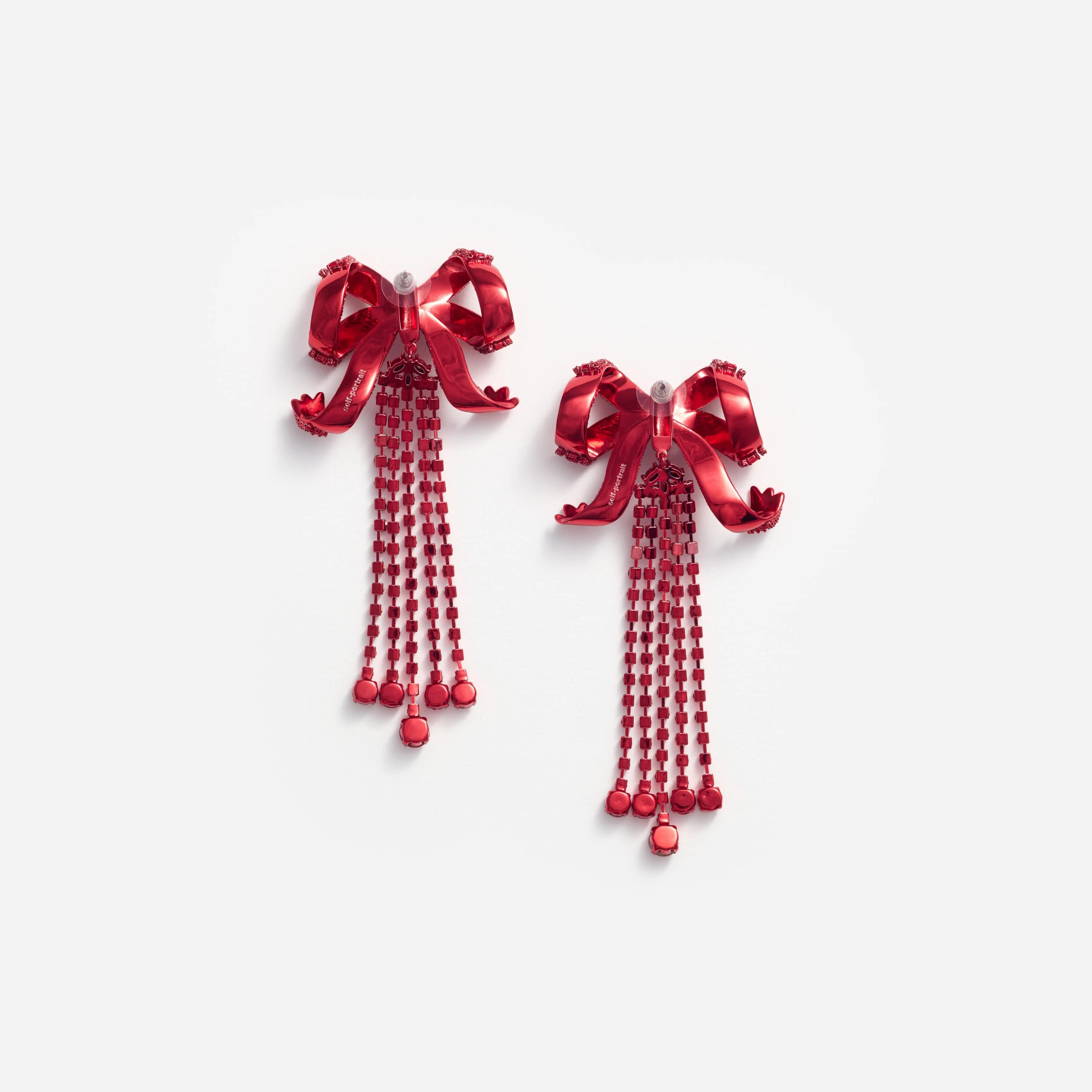 Red Bow Diamante Earrings Self Portrait