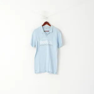 Reebok Men XS Polo Shirt Blue Cotton Athletic Division Slim Fit Logo Top