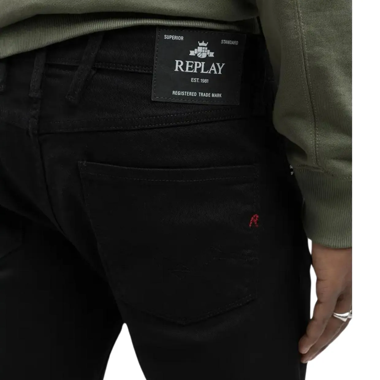 Replay Anbass Black Slim Fit Denim Jeans