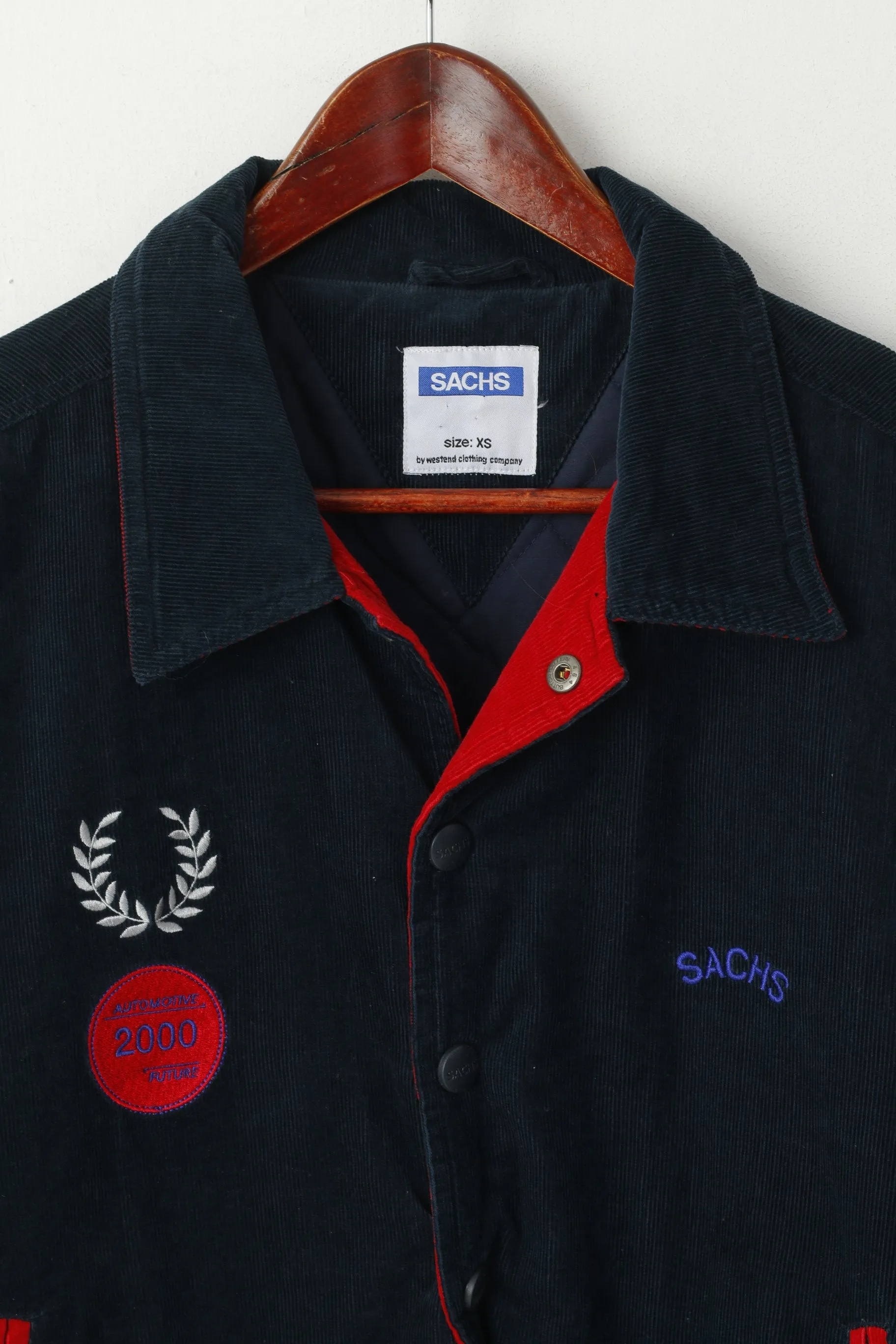 Sachs Men XS Jacket Navy Cotton Bomber Automotive 2000 Future Engine Padded Top