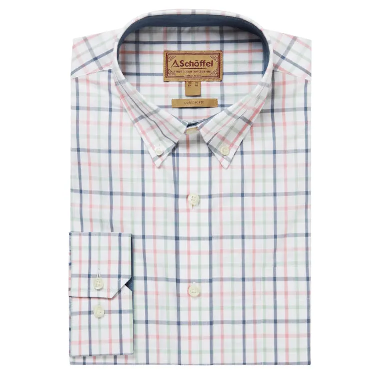 Schoffel Holkham Classic Shirt - Dark Pigeon Blue/Mauve Red