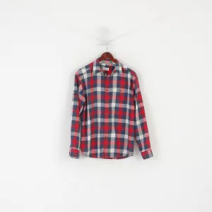 Schoffel Men M Casual Shirt Red Checkered Outdoor Vintage Long Sleeve Top