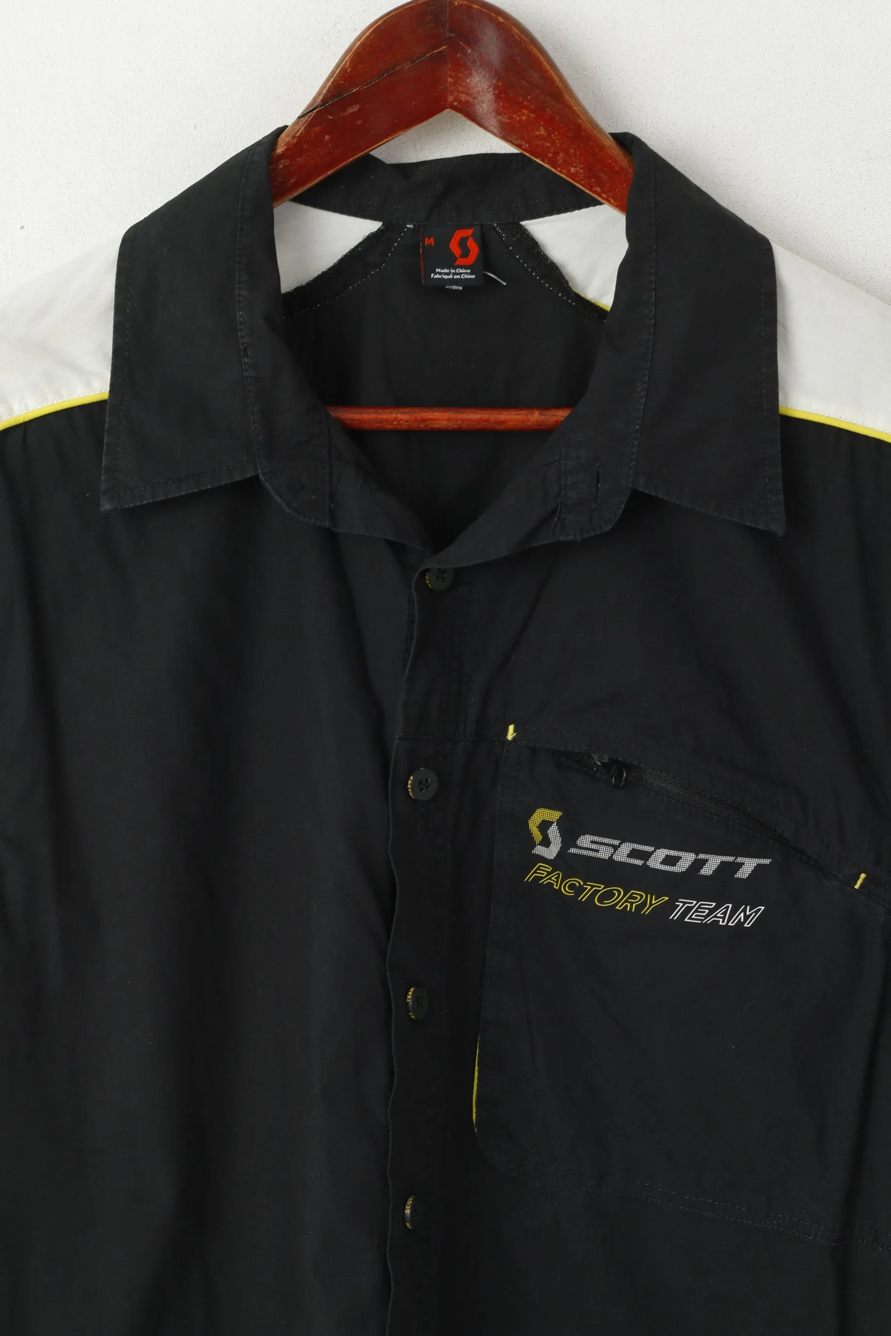 Scott Men M Casual Shirt Black Cotton Factory Team Cycling Bike ITD Top
