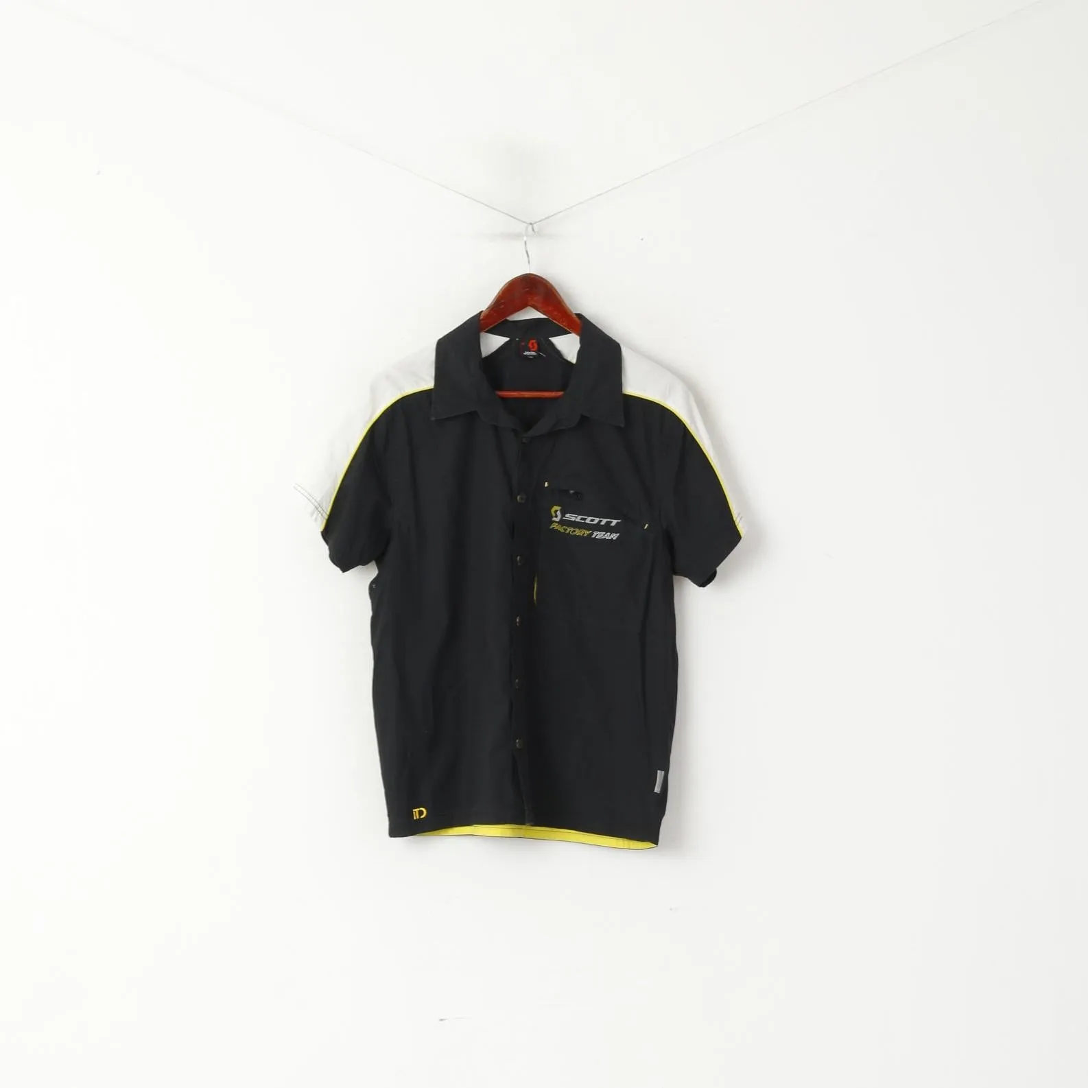 Scott Men M Casual Shirt Black Cotton Factory Team Cycling Bike ITD Top