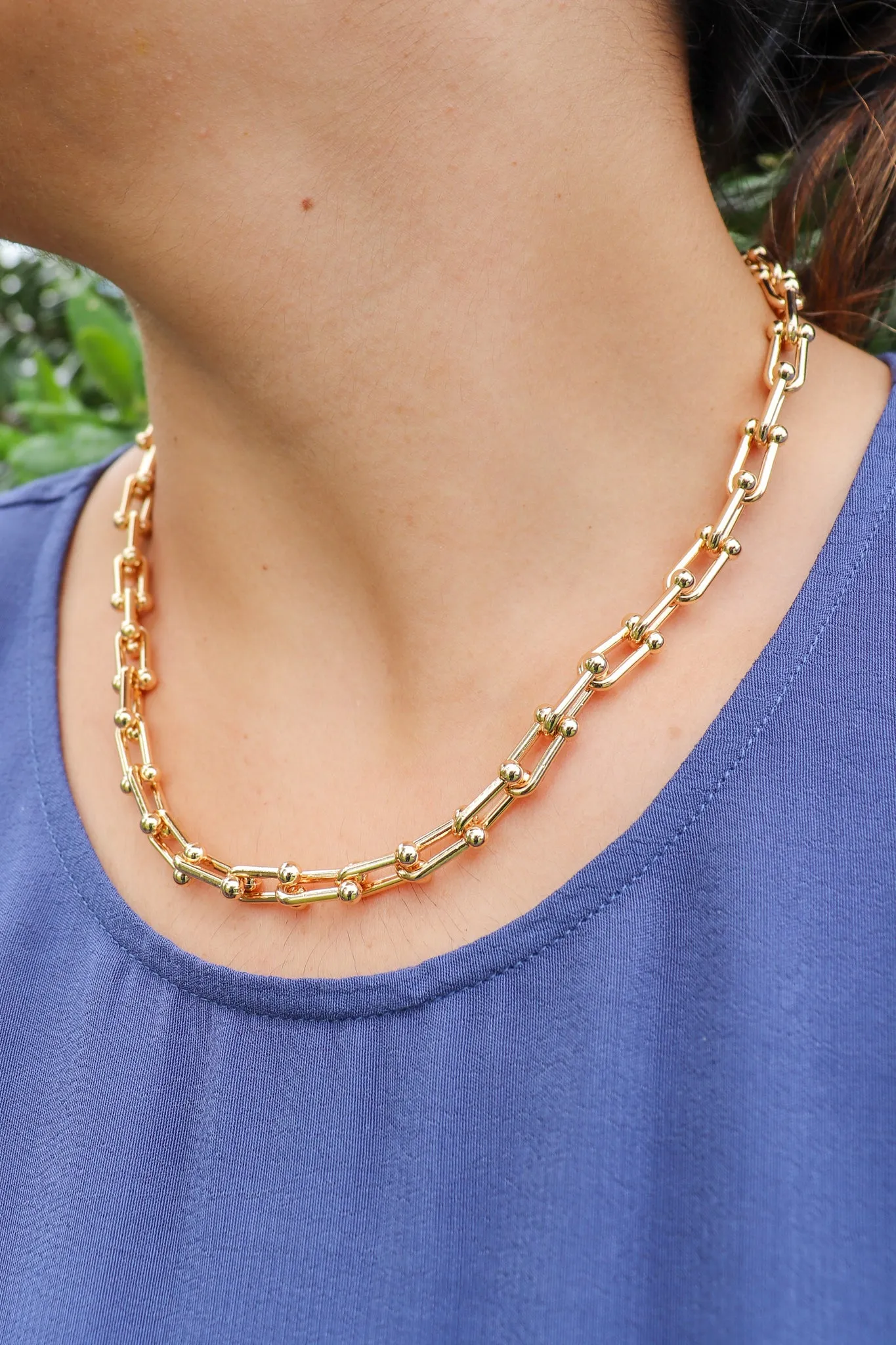 Shine On Label Chunky Chain Necklace Set Gold