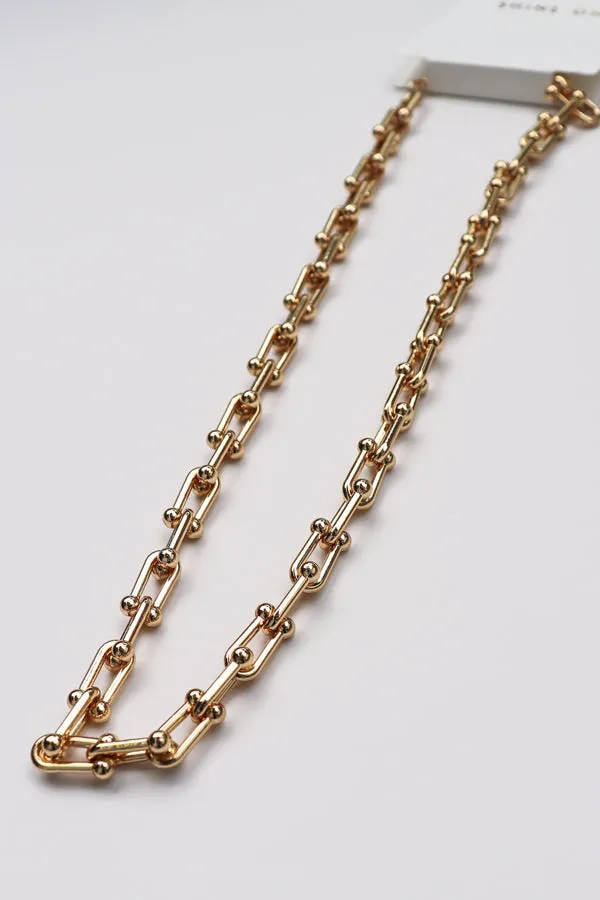 Shine On Label Chunky Chain Necklace Set Gold