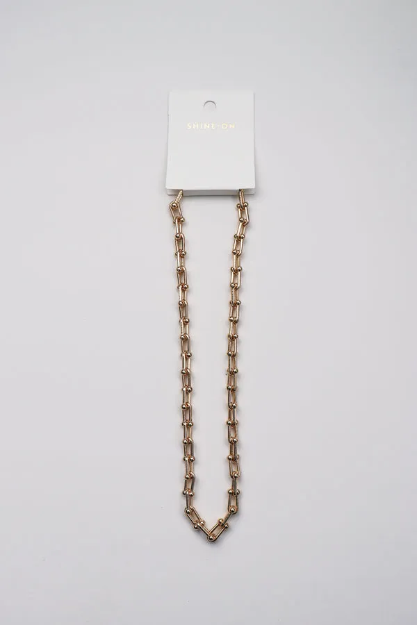 Shine On Label Chunky Chain Necklace Set Gold