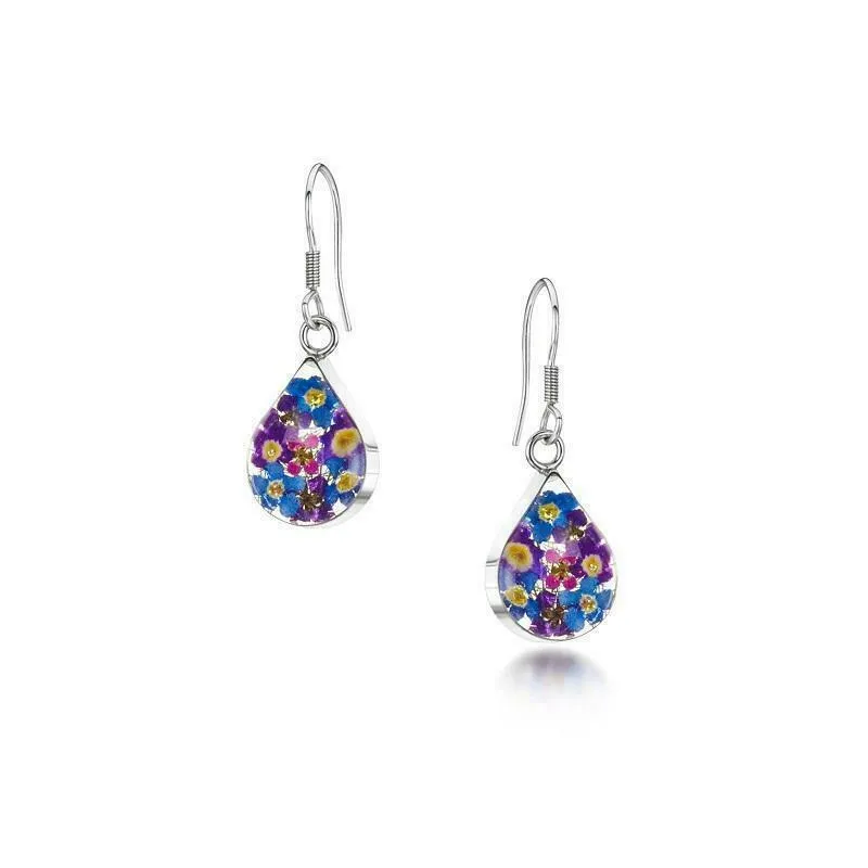 Shrieking Violet Real Flower Purple Haze Drop Earrings BLE05