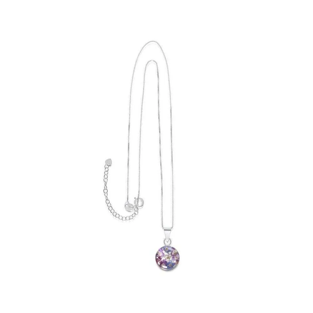 Shrieking Violet Real Flower Purple Haze Silver Pendant BLP02