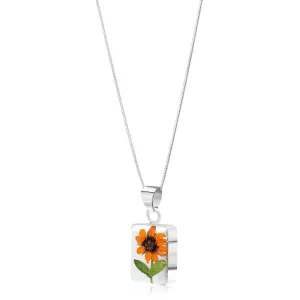 Shrieking Violet Sunflower Rectangle Silver Pendant SP01