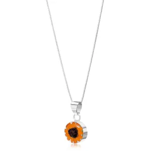 Shrieking Violet Sunflower Round Sterling Silver Pendant SP02