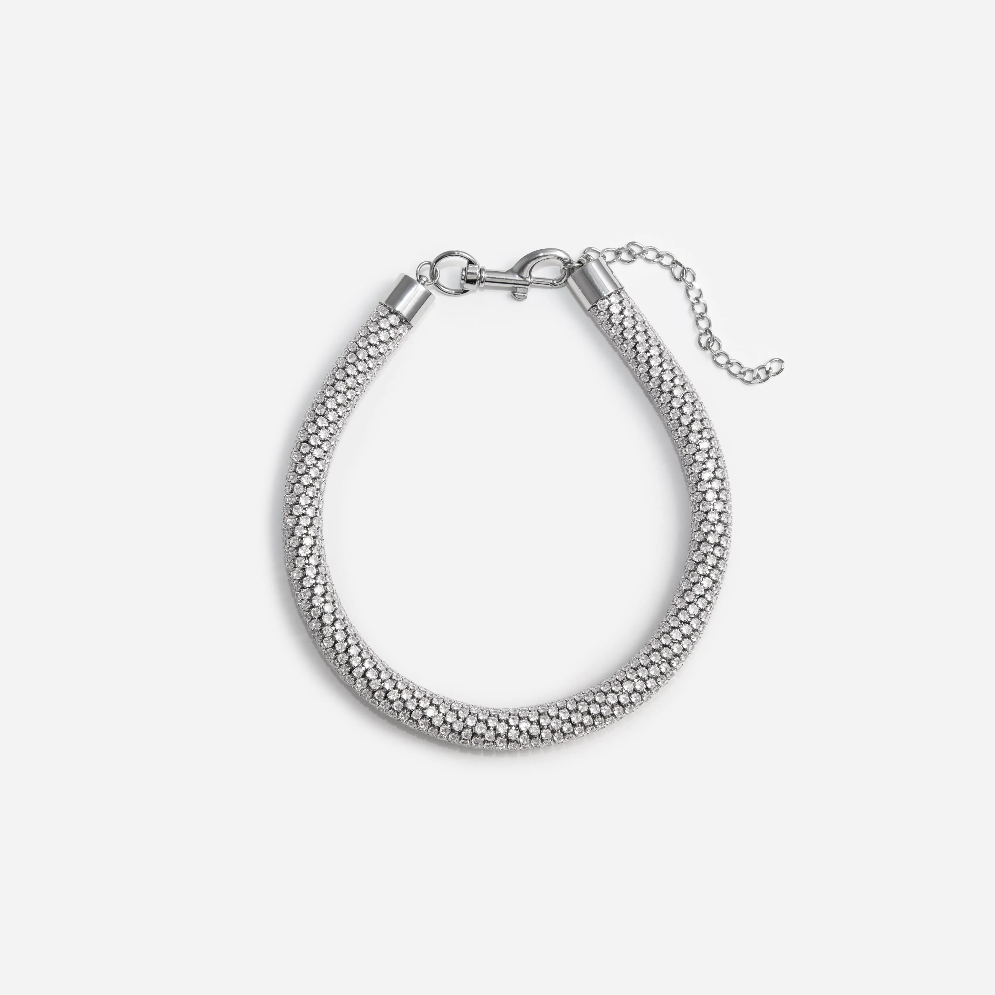 Silver Crystal Tube Necklace Self Portrait