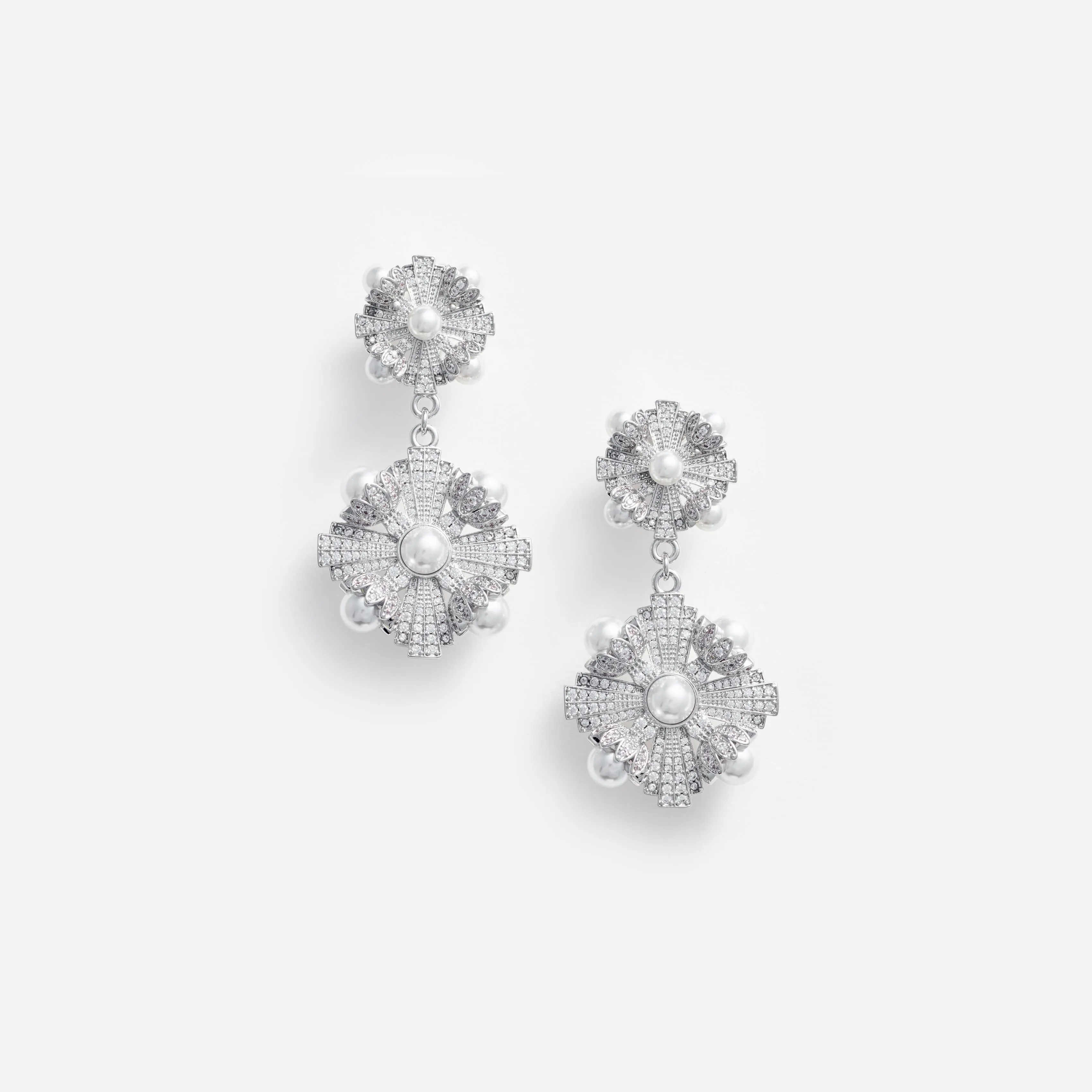 Silver Encrusted Tiered Earrings Self Portrait