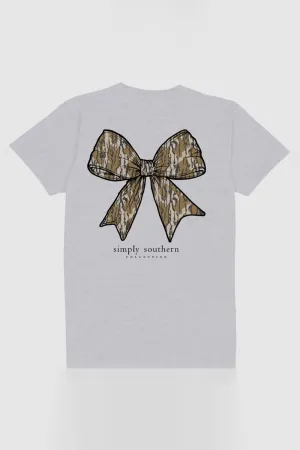 Simply Southern Plus Size Camo Bow T-Shirt for Women in Ash Grey | EXT-SS-CAMOBOW-ASHGRY