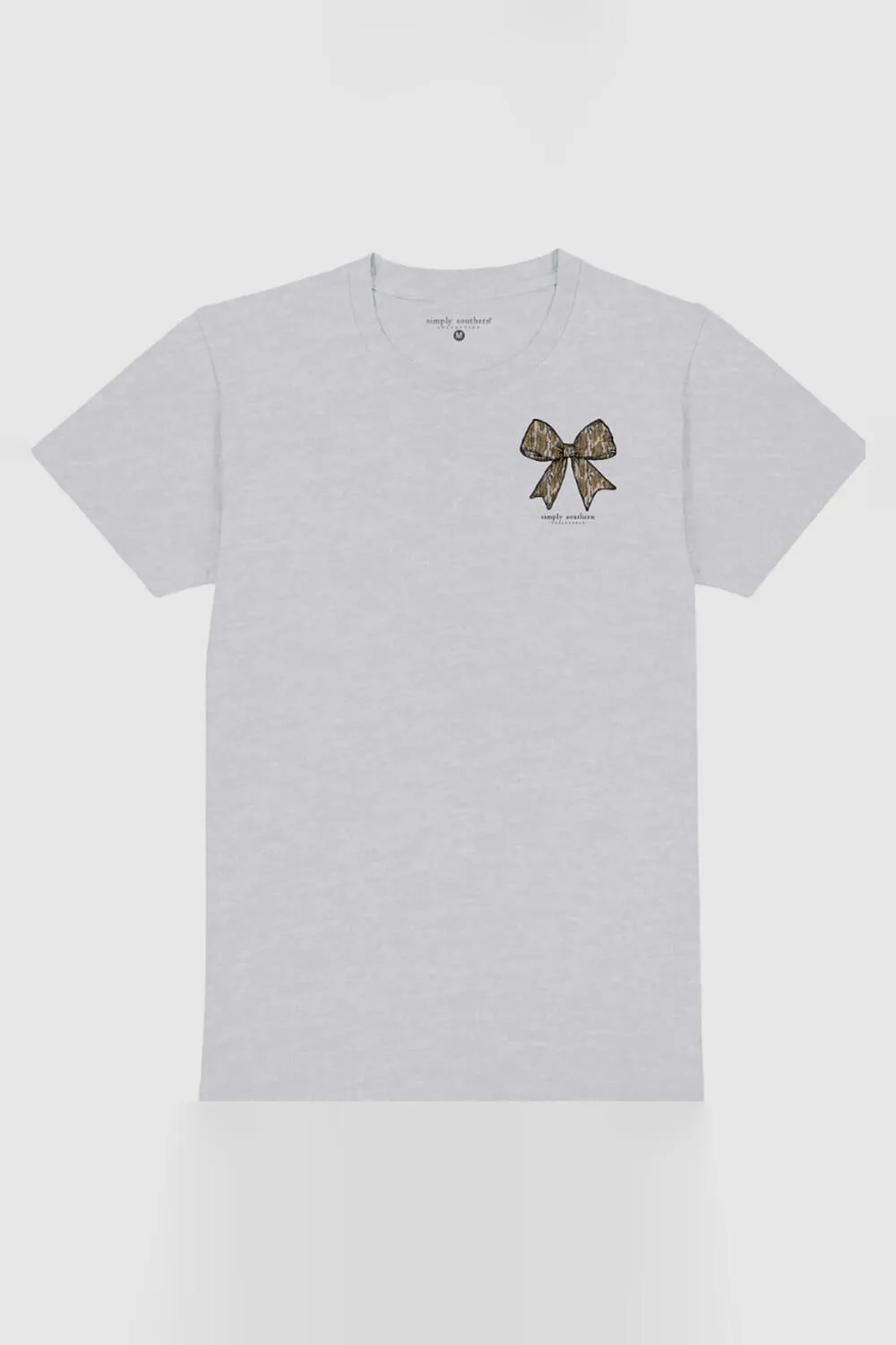 Simply Southern Plus Size Camo Bow T-Shirt for Women in Ash Grey | EXT-SS-CAMOBOW-ASHGRY