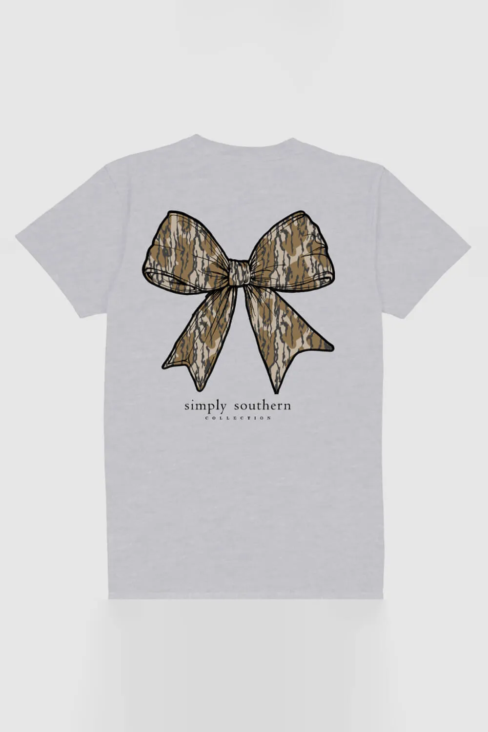 Simply Southern Plus Size Camo Bow T-Shirt for Women in Ash Grey | EXT-SS-CAMOBOW-ASHGRY