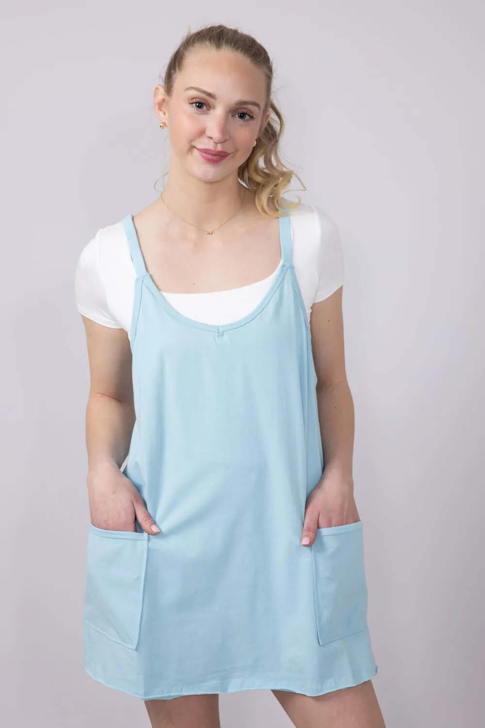 Simply Southern Tara Romper Dress for Women in Ice Blue | PP-0125-DRS-TARA-SOLID-ICE