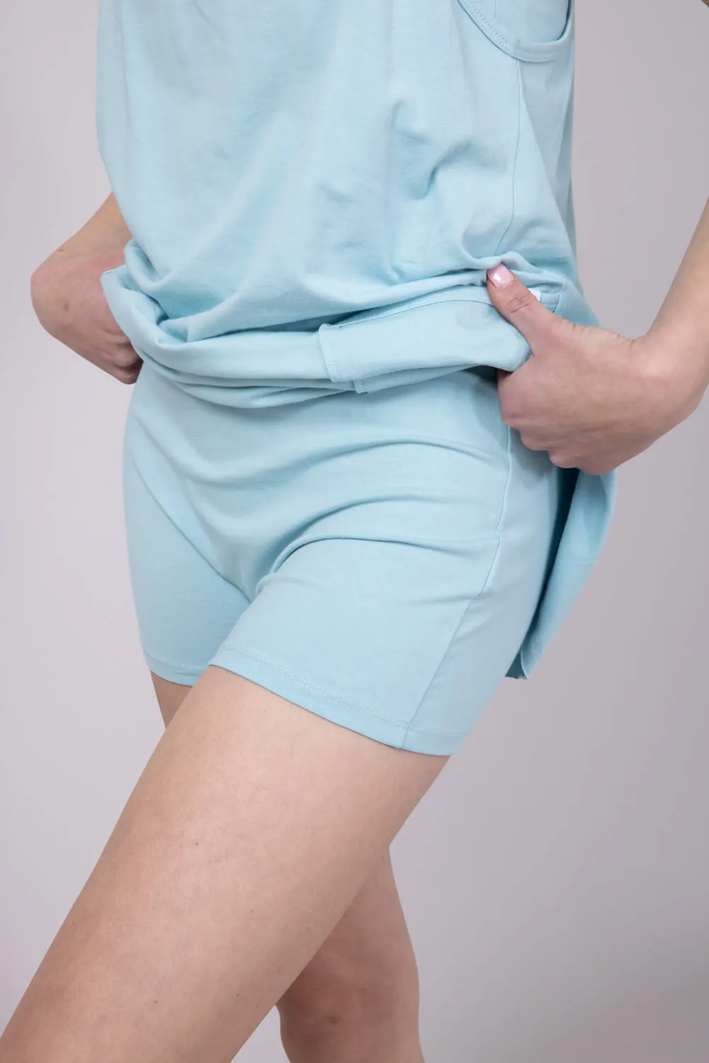 Simply Southern Tara Romper Dress for Women in Ice Blue | PP-0125-DRS-TARA-SOLID-ICE
