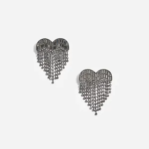 Smoke Crystal Heart Earrings Self Portrait