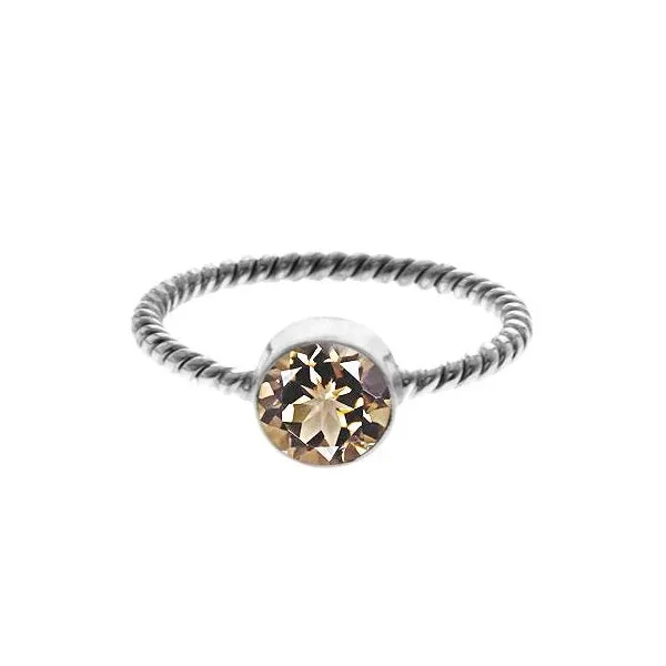 Smokey Quartz Sterling Silver Twisted Rope Ring