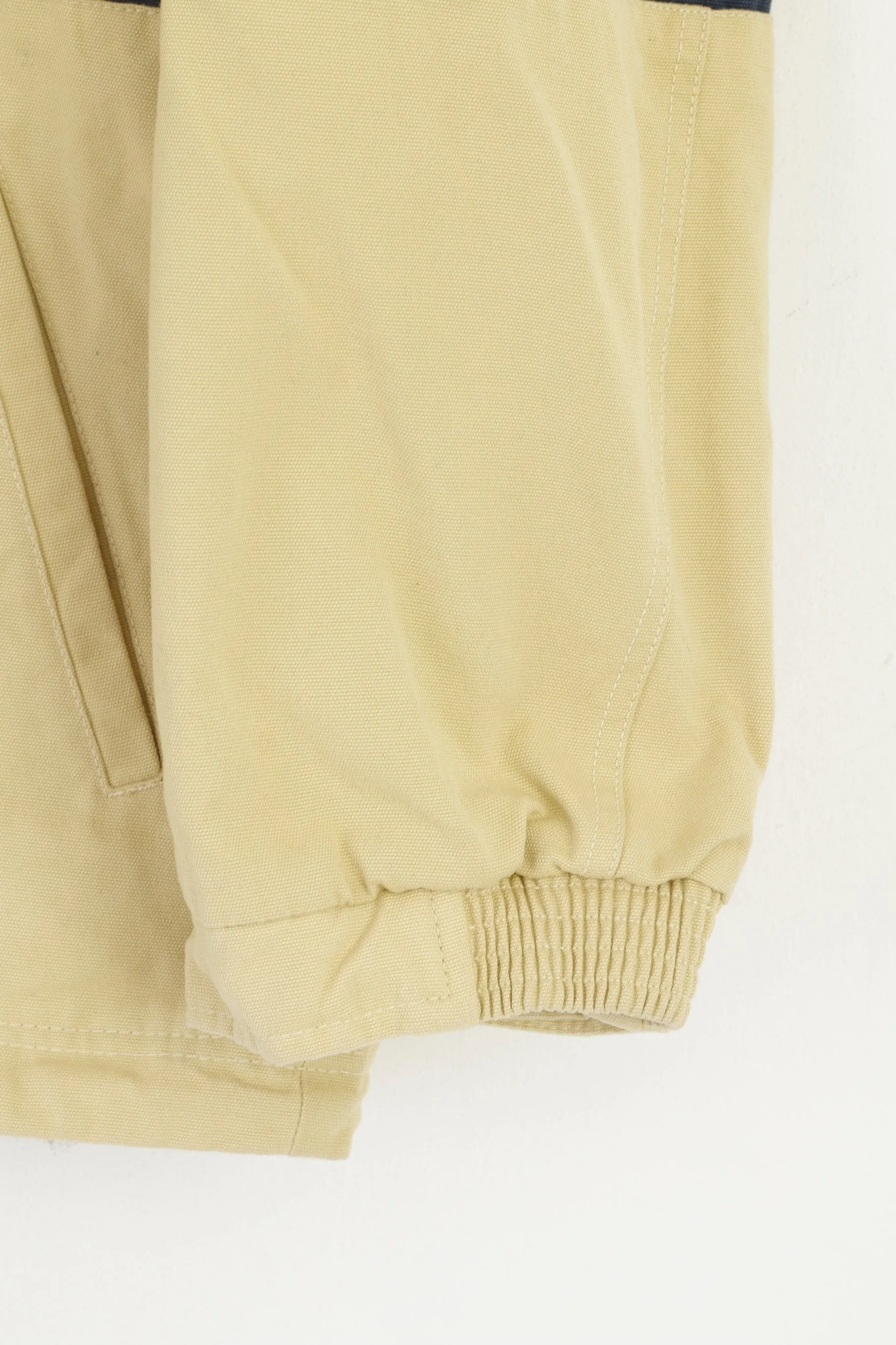 Speedo Men L Jacket Cream Cotton Denim Vintage Bomber Full Zipper Retro Top