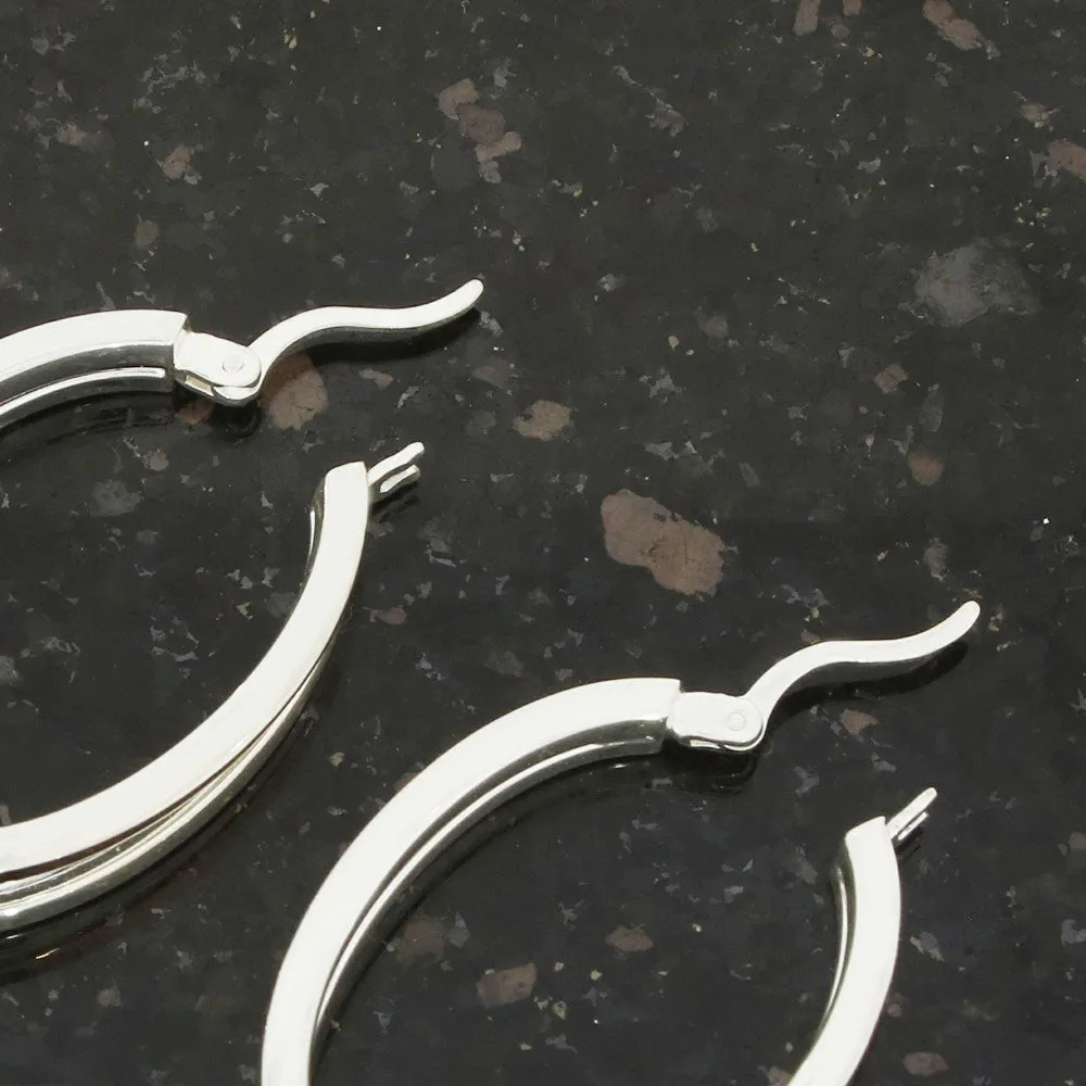Sterling Silver and Rose Tone Hoop Ladies Earrings