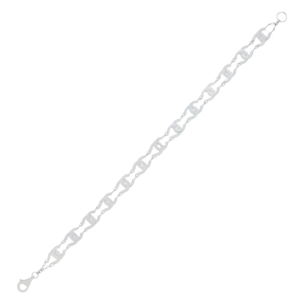 Sterling Silver Double C Link Bracelet GVL050