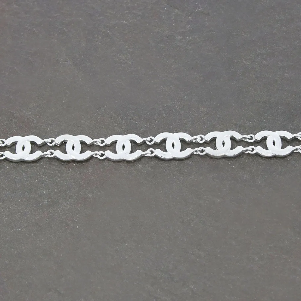 Sterling Silver Double C Link Bracelet GVL050