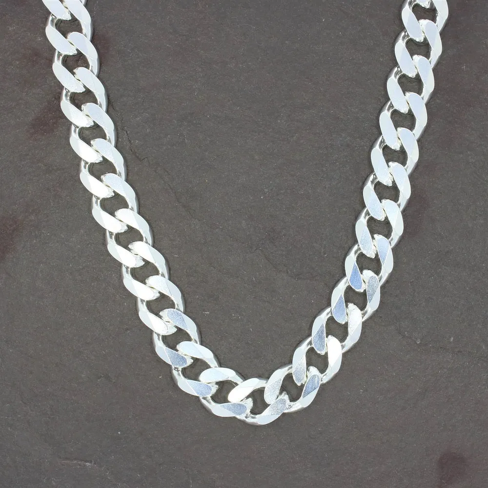 Sterling Silver Heavy Diamond Cut 121g Mens Curb Chain Necklace 22"