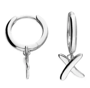 Sterling Silver Huggie Hoop Kiss Charm Earrings
