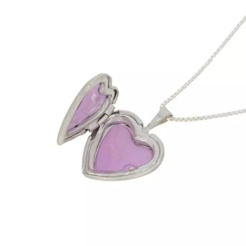 Sterling Silver Ladies Heart Locket Pendant and Chain