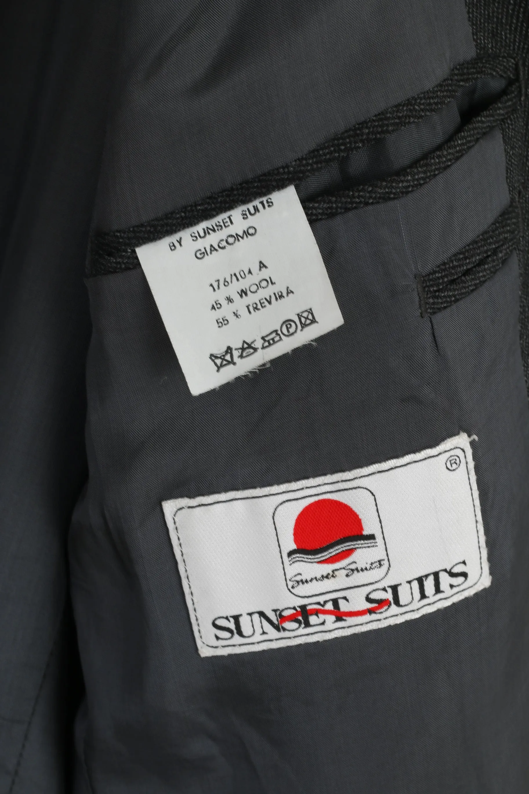 Sunset Suits Giacomo Men 104 40 Blazer Grey Wool Blend Single Breasted Jacket