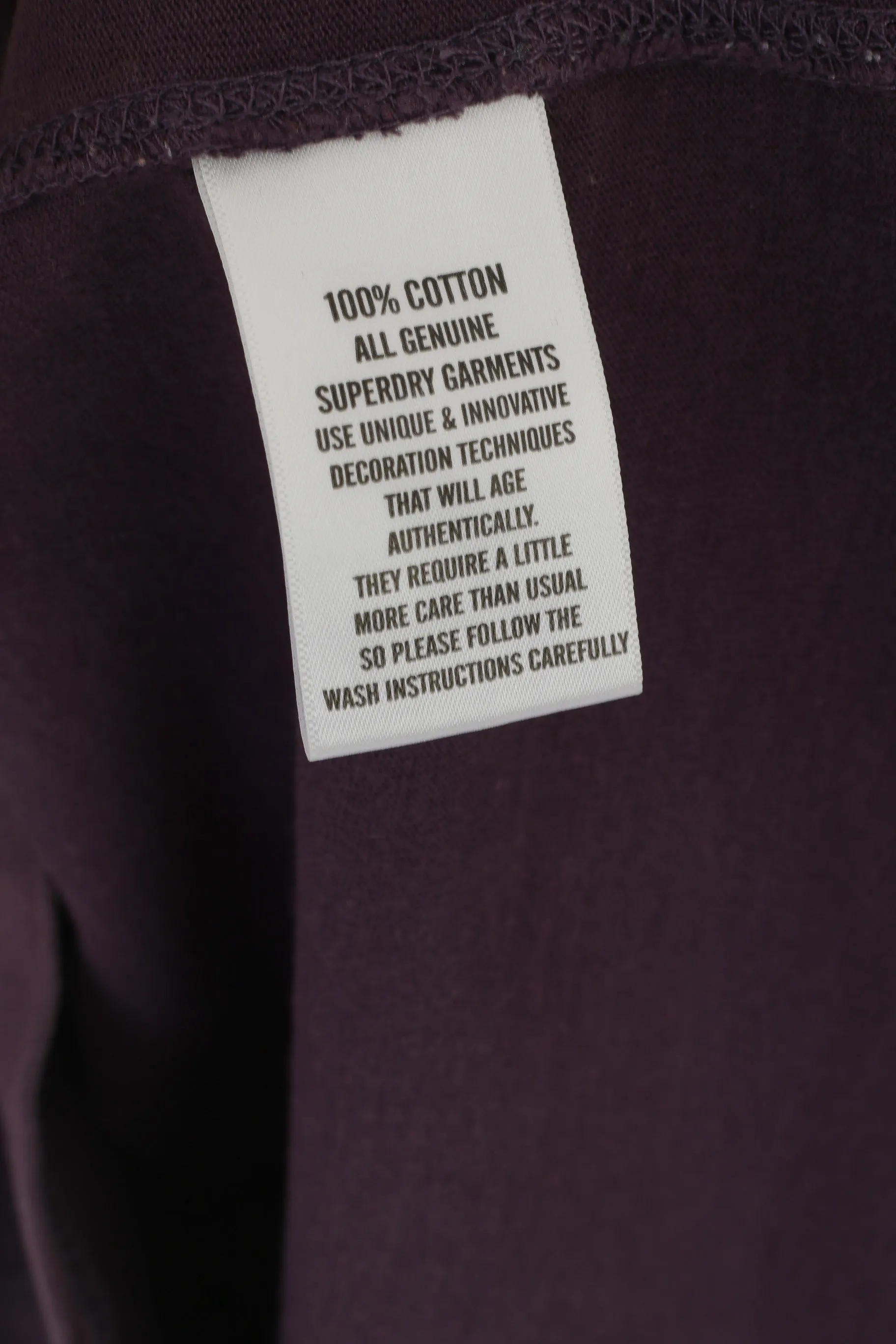 Superdry Men XL (L) Shirt Purple Faded Cotton Graphic Spartan V Neck Top