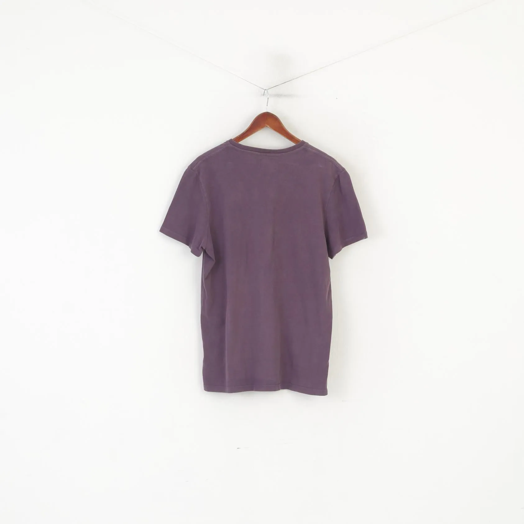 Superdry Men XL (L) Shirt Purple Faded Cotton Graphic Spartan V Neck Top