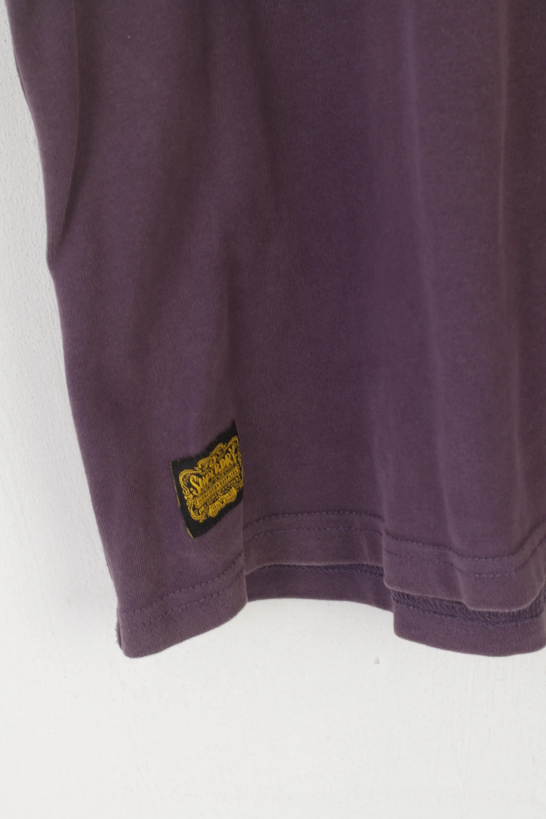 Superdry Men XL (L) Shirt Purple Faded Cotton Graphic Spartan V Neck Top