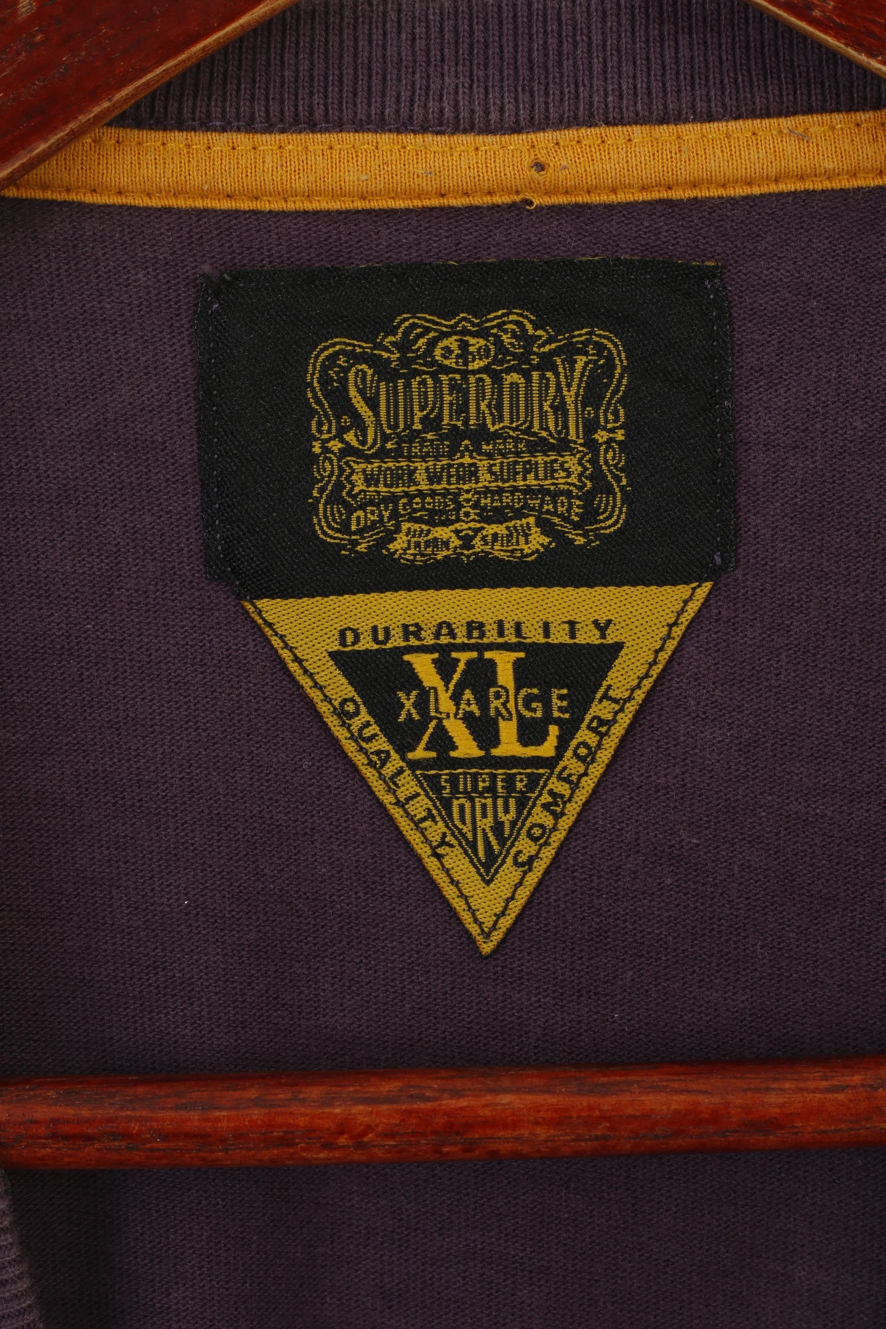 Superdry Men XL (L) Shirt Purple Faded Cotton Graphic Spartan V Neck Top