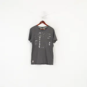 Superdry Men XL Shirt Green Faded Cotton Motorbike Goods Vintage Top