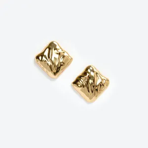 Textured Gold Square Earrings Self Portrait