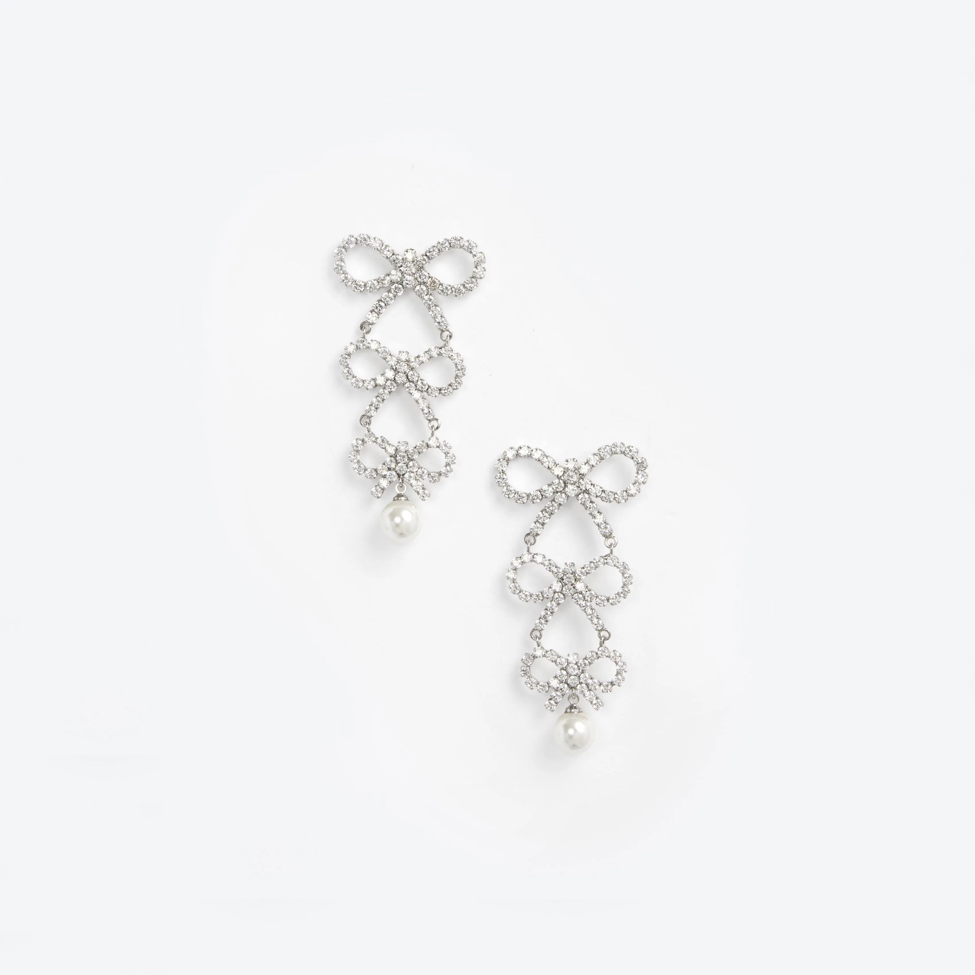 Tiered Crystal Bow Earrings Self Portrait