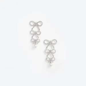 Tiered Crystal Bow Earrings Self Portrait